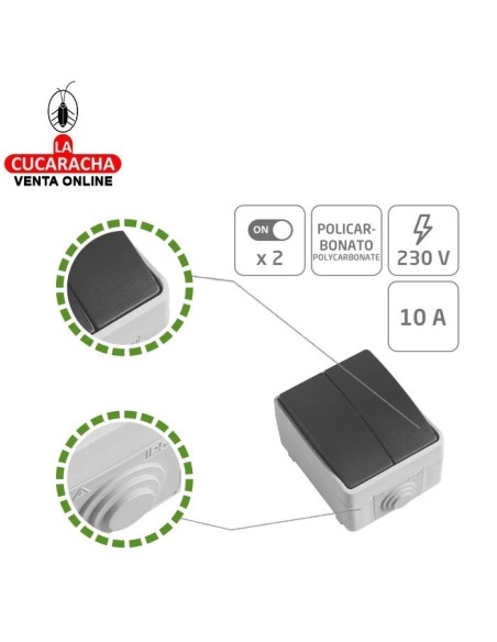 CONMUTADOR ESTANCO ELECTRICO DOBLE SOBREPONER IP54 MODELO 3612.