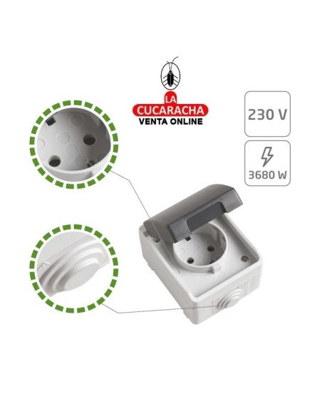 BASE ESTANCA ELECTRICO SCHUKO SIMPLE SOBREPONER IP44-54 MODELO 3600.