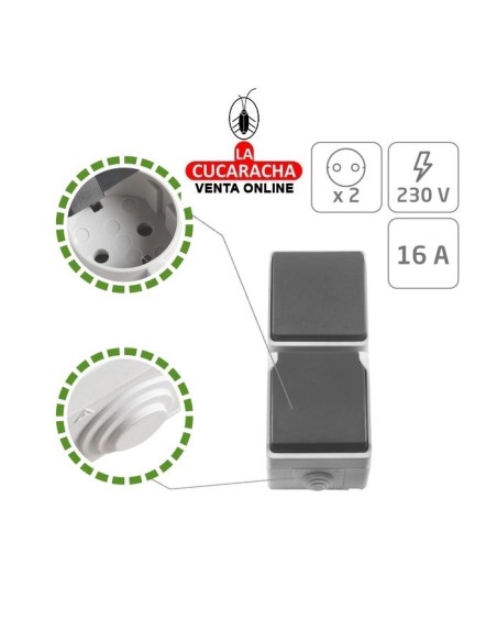 BASE ELECTRICO SCHUKO Y PULSADOR ESTANCO SOBREPONER IP54-IP44 MODELO 3660.