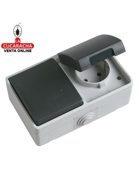 INTERRUPTOR ELECTRICO SIMPLE Y BASE SCHUKO ESTANCA SOBREPONER IP54 MODELO 3620.