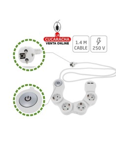 BASE 4 ENCHUFES SCHUKO T.T. INTERRUPTOR 2 TOMAS USB MODELO 5530.