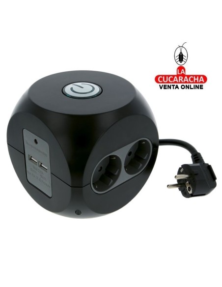 BASE SOBREMESA 6 ENCHUFES SCHUKO 4 T.T.- 2 SIN T.T. INTERRUPTOR 2 TOMAS USB MODELO 5540.