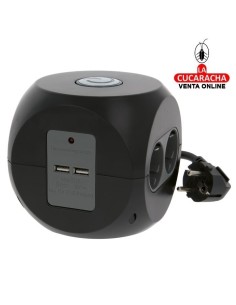 BASE SOBREMESA 6 ENCHUFES SCHUKO 4 T.T.- 2 SIN T.T. INTERRUPTOR 2 TOMAS USB MODELO 5540.