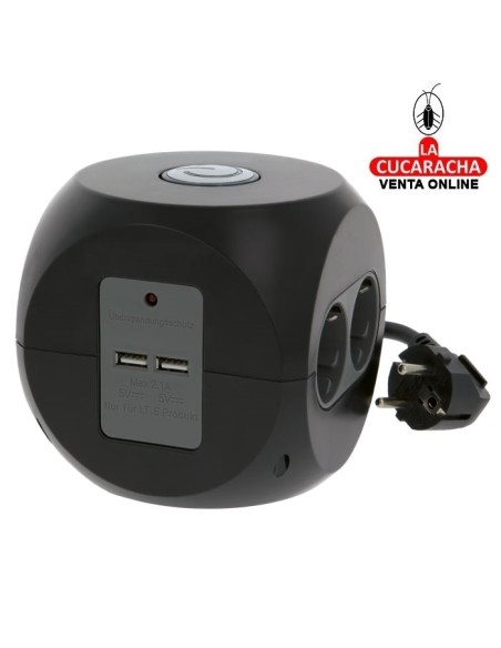 BASE SOBREMESA 6 ENCHUFES SCHUKO 4 T.T.- 2 SIN T.T. INTERRUPTOR 2 TOMAS USB MODELO 5540.