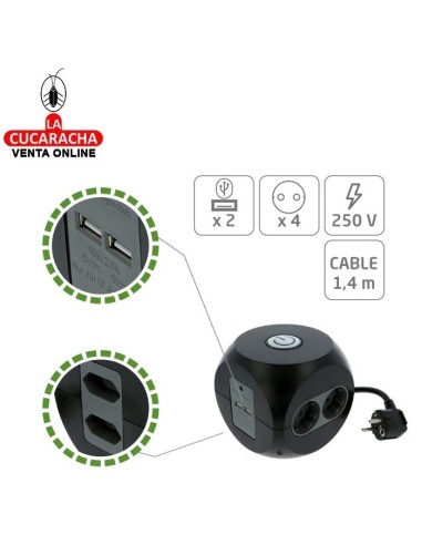 BASE SOBREMESA 6 ENCHUFES SCHUKO 4...