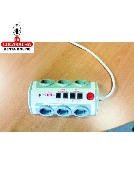 BASE 6 ENCHUFES SCHUKO T.T. INTERRUPTOR 2 TOMAS USB MODELO 5500.