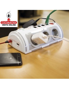 BASE 6 ENCHUFES SCHUKO T.T. INTERRUPTOR 2 TOMAS USB MODELO 5500.