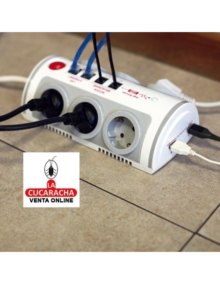 BASE 6 ENCHUFES SCHUKO T.T. INTERRUPTOR 2 TOMAS USB MODELO 5500.