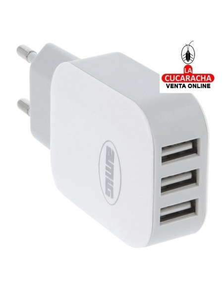 BLISTER ENCHUFE CARGADOR ELECTRICO 3 TOMAS USB MODELO 3215.