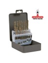 ESTUCHE METALICO 19 BROCAS METAL HSSCO SERIE CORTA DIN 338 ACERO RAPIDO AL COBALTO MODELO 20203.