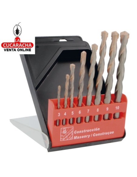 ESTUCHE PLASTICO 8 BROCAS PARED SERIE CORTA PUNTA CARBURO TUNGSTENO MODELO 21506.