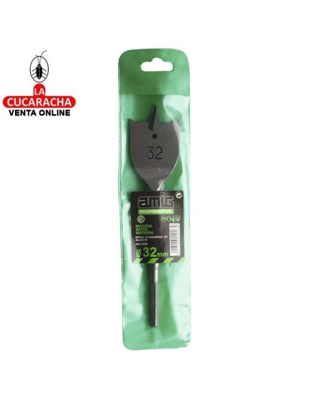 BLISTER BROCA PLANA MADERA CROMO VANADIO SERIE CORTA PUNTA CENTRADO MODELO 22161.