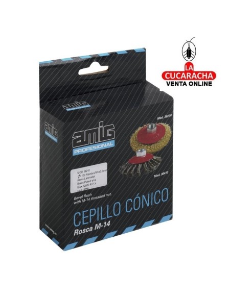CEPILLO CONICO ALAMBRE ACERO CASQUILLO ROSCADO M14 MODELO 36210.