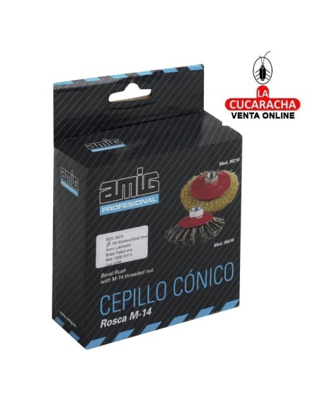 CEPILLO CONICO ALAMBRE TRENZADO TEMPLADO CASQUILLO ROSCADO M14 MODELO 36410.