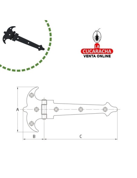 BLISTER BISAGRA PUERTAS RUSTICA ACERO PUNTEADO LISA MODELO 551.