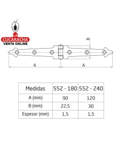 BLISTER BISAGRA PUERTAS RUSTICA ACERO PUNTEADO LISA MODELO 552.