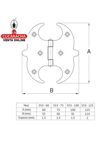 BLISTER BISAGRA PUERTAS RUSTICA ACERO...