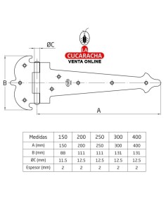 BLISTER BISAGRA PUERTAS RUSTICA REFORZADA ACERO PUNTEADO LISA MODELO 554.