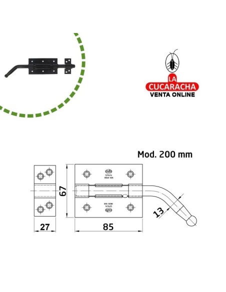 PASADOR RUSTICO ACERO NEGRO DE SOBREPONER MODELO 320.