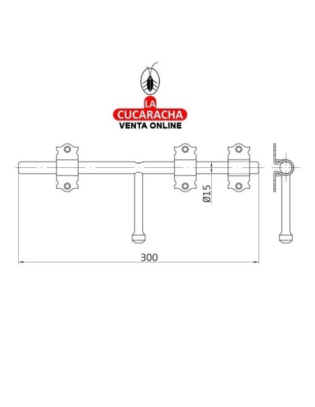 PASADOR RUSTICO ACERO NEGRO HORIZONTAL DE SOBREPONER MODELO 340.