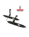 JUEGO MANILLAS PUERTA RUSTICO ZAMAK PLACA MARTILLEADA ACERO MODELO 102PB.