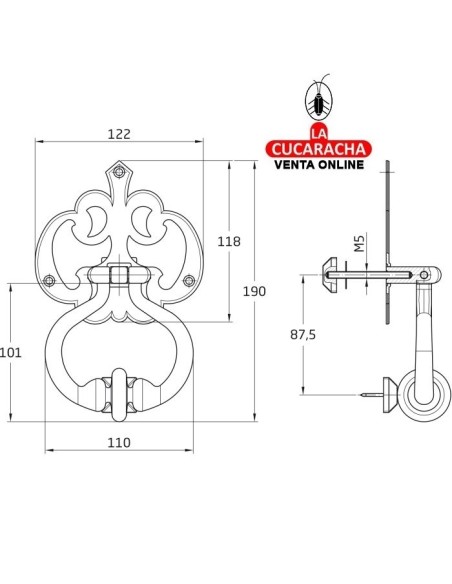 ALDABA RUSTICA ACERO PUERTAS ENTRADA MODELO 1.