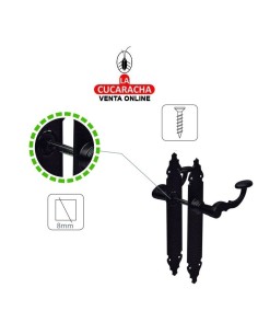 JUEGO MANILLAS PUERTA RUSTICO ZAMAK PLACA MARTILLEADA ACERO MODELO 100P.