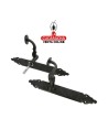 JUEGO MANILLAS PUERTA RUSTICO ZAMAK PLACA MARTILLEADA ACERO MODELO 100P.