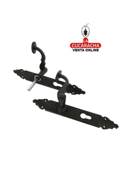 JUEGO MANILLAS RUSTICO ZAMAK PLACA MARTILLEADA ACERO BOCALLAVE MODELO 100PB.