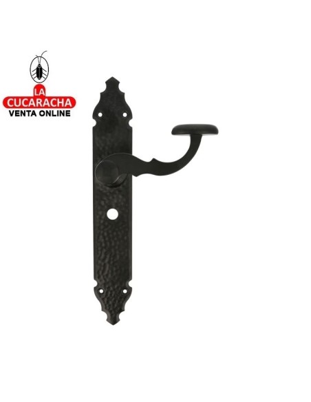 JUEGO MANILLAS RUSTICO ZAMAK PLACA MARTILLEADA ACERO AGUJERO CONDENA MODELO 100PW.