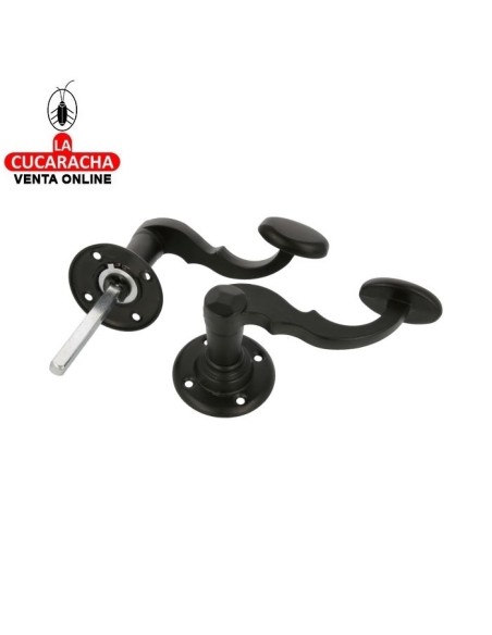 JUEGO MANILLAS PUERTA RUSTICO ZAMAK ROSETA ACERO MODELO 100R.