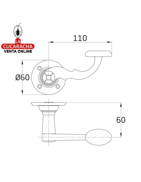 JUEGO MANILLAS PUERTA RUSTICO ZAMAK ROSETA ACERO MODELO 100R.
