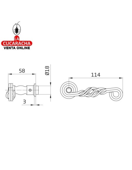 JUEGO MANILLAS PUERTA RUSTICO ZAMAK SIN PLACA MODELO 102SP.