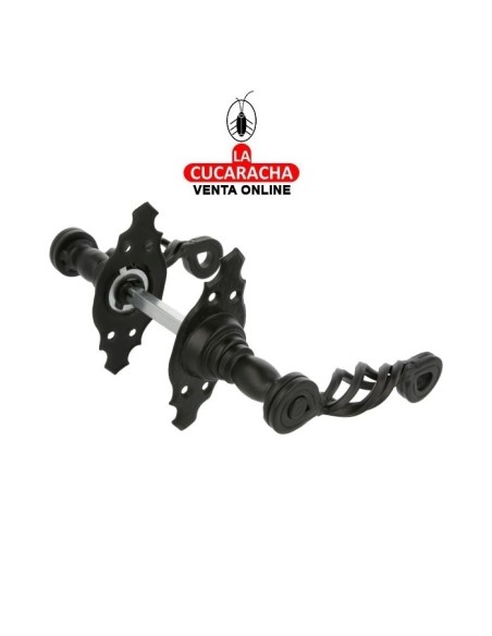 JUEGO MANILLAS RUSTICO ZAMAK PLACA MARTILLEADA ACERO MODELO 102K.