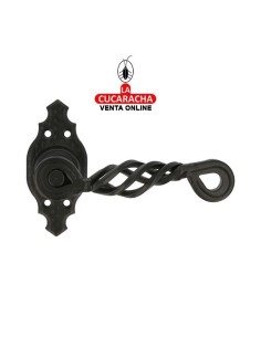 JUEGO MANILLAS PUERTA RUSTICO ZAMAK PLACA MARTILLEADA ACERO MODELO 102K.