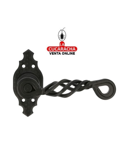 JUEGO MANILLAS PUERTA RUSTICO ZAMAK PLACA MARTILLEADA ACERO MODELO 102K.