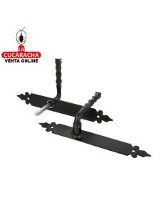 BLISTER JUEGO MANILLAS PUERTA RUSTICO ZAMAK PLACA ESTRECHA ACERO MODELO 106P.