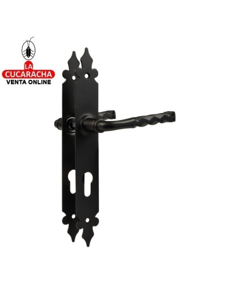 BLISTER JUEGO MANILLAS RUSTICO ZAMAK PLACA ACERO Y BOCALLAVE MODELO 106PB.