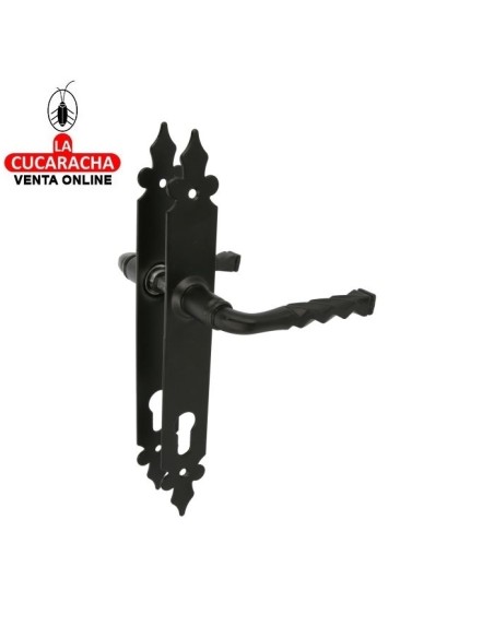 BLISTER JUEGO MANILLAS RUSTICO ZAMAK PLACA ACERO Y BOCALLAVE MODELO 106PB.