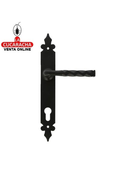 BLISTER JUEGO MANILLAS RUSTICO ZAMAK PLACA ACERO Y BOCALLAVE MODELO 106PB.