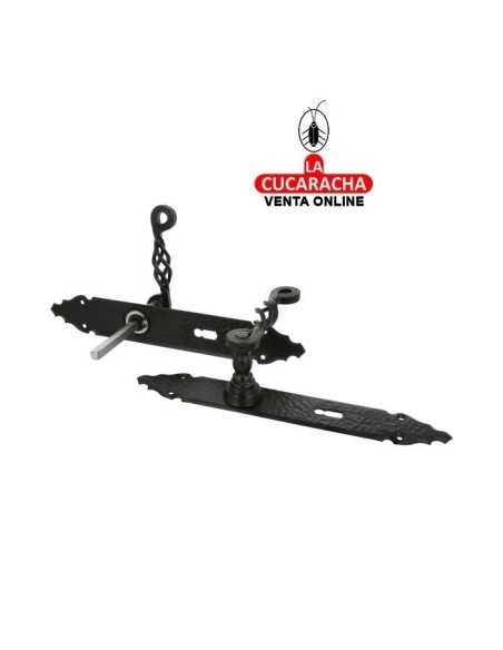 JUEGO MANILLAS RUSTICO ZAMAK PLACA MARTILLEADA ACERO BOCALLAVE MODELO 102PG.
