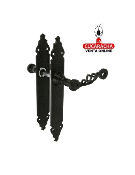 JUEGO MANILLAS RUSTICO ZAMAK PLACA MARTILLEADA ACERO MODELO 102P.