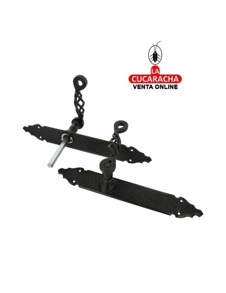 JUEGO MANILLAS RUSTICO ZAMAK PLACA MARTILLEADA ACERO MODELO 102P.