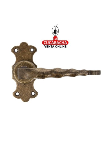JUEGO MANILLAS PUERTA RUSTICO ZAMAK PLACA LISA ACERO MODELO 101K.