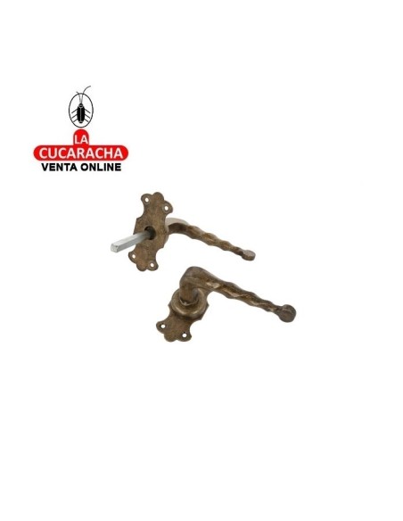 JUEGO MANILLAS RUSTICO ZAMAK PLACA LISA ACERO MODELO 101K.