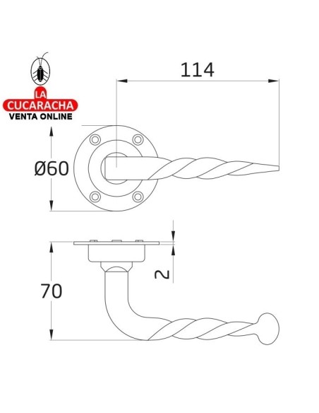 JUEGO MANILLAS PUERTA RUSTICO ZAMAK ROSETA ACERO MODELO 101R.