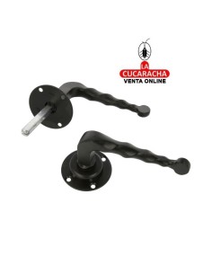 JUEGO MANILLAS PUERTA RUSTICO ZAMAK ROSETA ACERO MODELO 101R.
