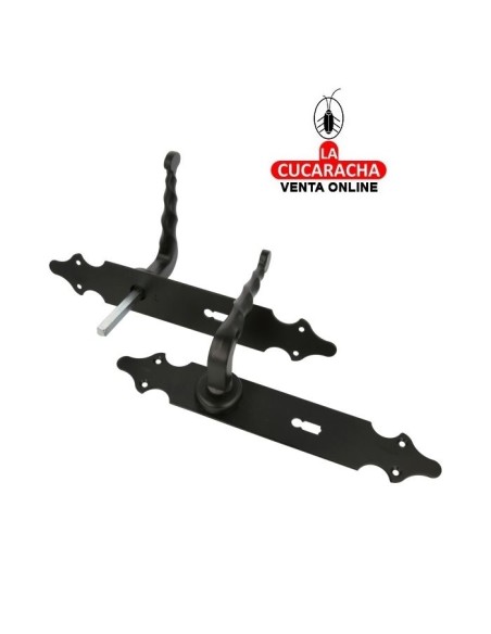 JUEGO MANILLAS RUSTICO ZAMAK PLACA LISA ACERO BOCALLAVE MODELO 101PG.