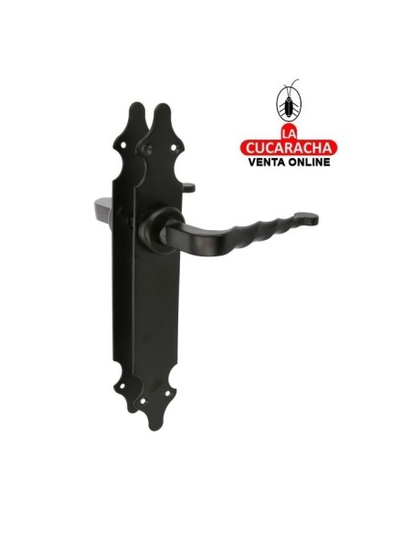 JUEGO MANILLAS PUERTA RUSTICO ZAMAK PLACA LISA ACERO MODELO 101P.