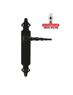 JUEGO MANILLAS PUERTA RUSTICO ZAMAK PLACA LISA ACERO MODELO 101P.